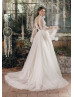 Bell Sleeves Ivory Lace Tulle Boho Wedding Dress